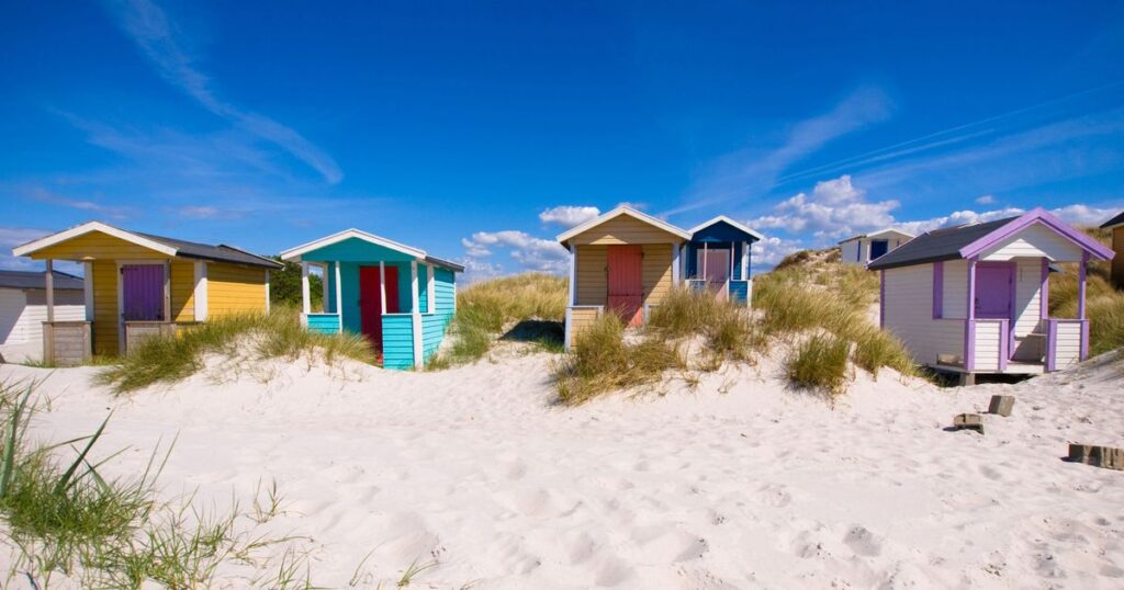Small colorful houses at a Beach