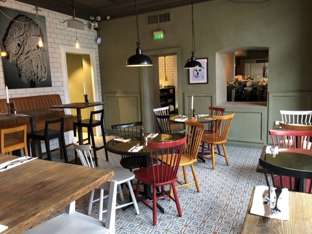 colorful interior at MEAT in Lund